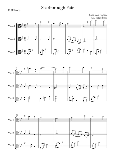 Scarborough Fair for Viola Trio (arr. Fabio Britto)