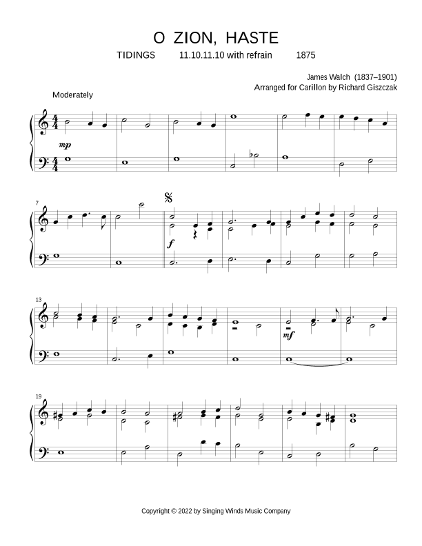 O Zion, Haste  (TIDINGS) (arr. Richard Giszczak)