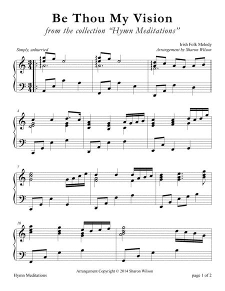 Be Thou My Vision (LARGE PRINT Piano Solo) (arr. Sharon Wilson)