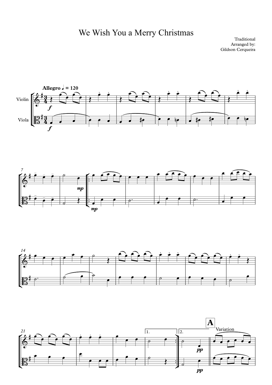 We Wish You a Merry Christmas (arr. Gildson Cerqueira)