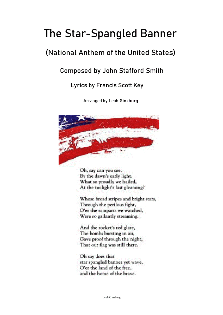 The Star-Spangled Banner (National Anthem of the United States) (arr. Leah Ginzburg)