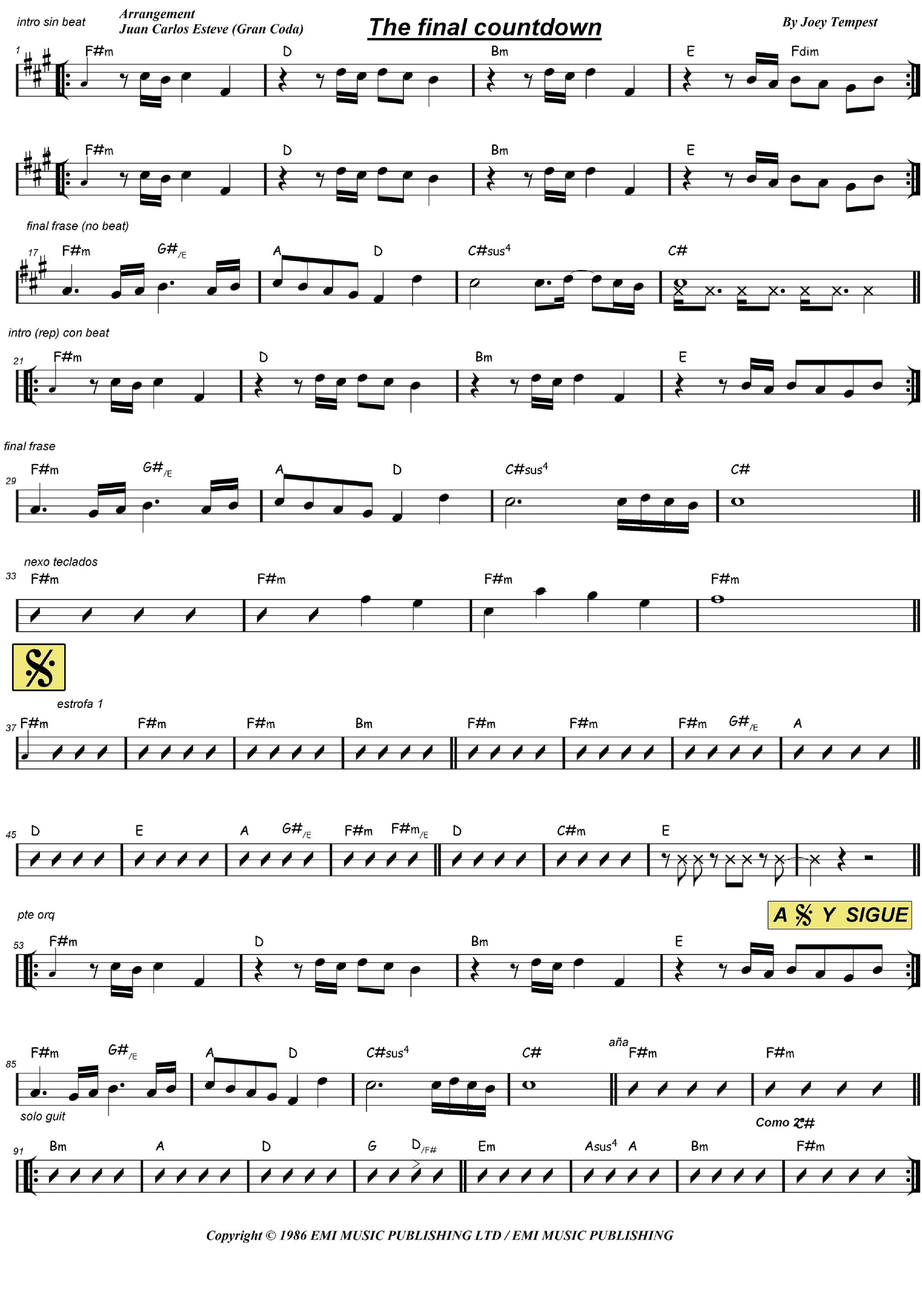 The Final Countdown (arr. juan carlos esteve / Gran Coda)
