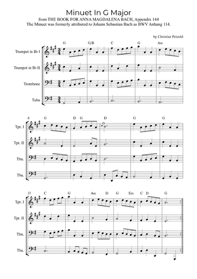 Minuet In G Major (with chords) (arr. Alex Nunes Rodrigues)