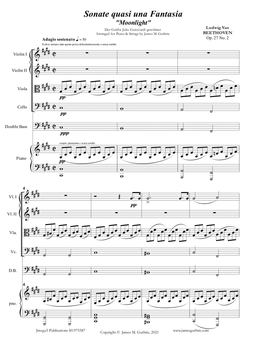 Beethoven: Adagio from the Moonlight Sonata for Piano and Strings (arr. James M. Guthrie)