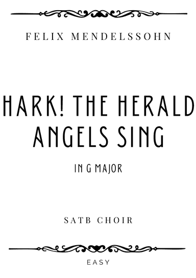 Mendelssohn - Hark! The Herald Angels Sing in G Major - Easy (arr. William Hayman Cummings, Ed. Piacere Music Sheets)