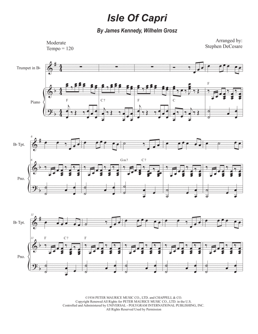 Isle Of Capri (arr. Stephen DeCesare)