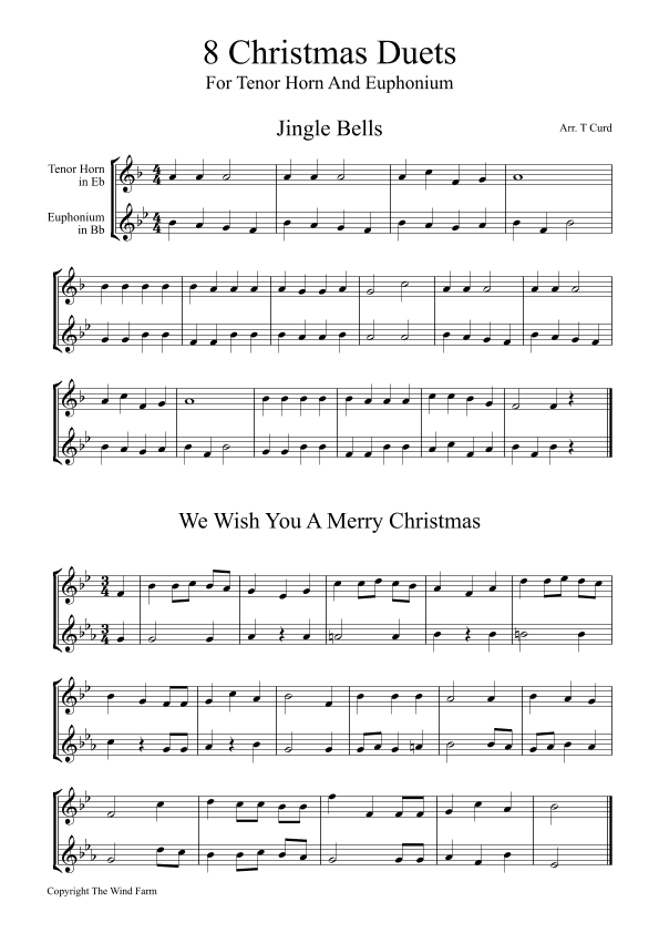 8 Christmas Duets for Horn in Eb and Euphonium in Bb (arr. Tim Curd)