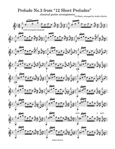 Prelude No.3 from "12 Short Preludes" (arr. Andrei Krylov)