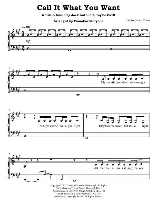 Call It What You Want (arr. PianoForEveryone)