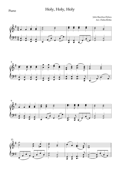 Holy, Holy, Holy (Traditional Christian Song) for Piano Solo (arr. Fabio Britto)