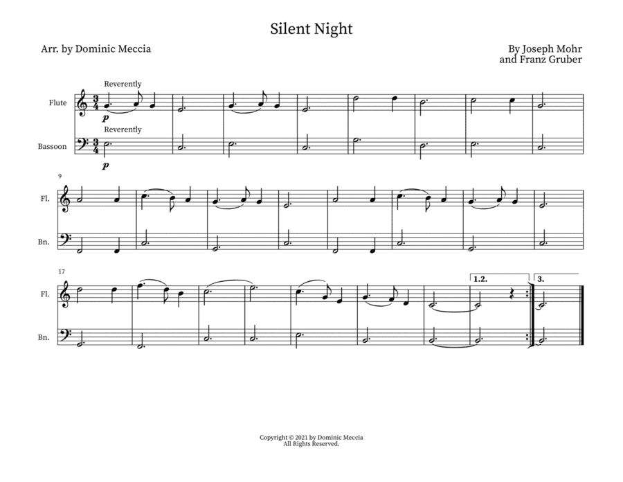 Silent Night- Flute and Bassoon Duet (arr. Dominic Meccia)