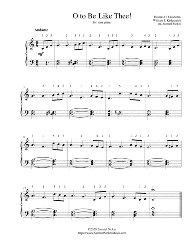O to Be Like Thee! - for easy piano (arr. Samuel Stokes)