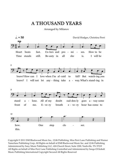 A Thousand Years (arr. Milanov)