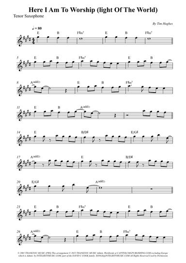 Here I Am To Worship (light Of The World) (arr. Wesley S. SIlva)