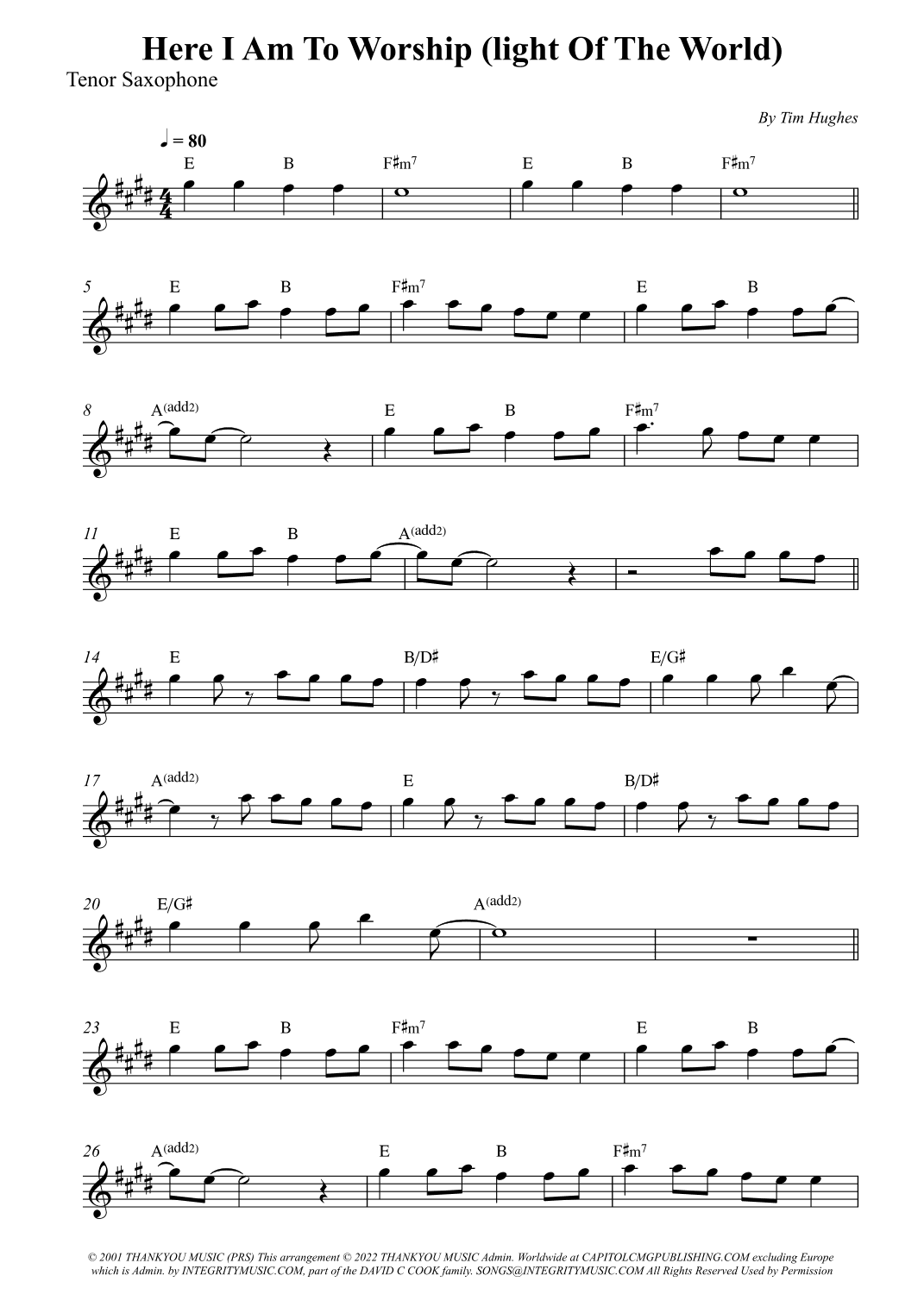 Here I Am To Worship (light Of The World) (arr. Wesley S. SIlva)