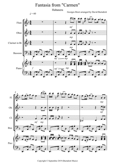 Habanera (Fantasia from Carmen) for Wind Quartet (arr. David Burndrett)