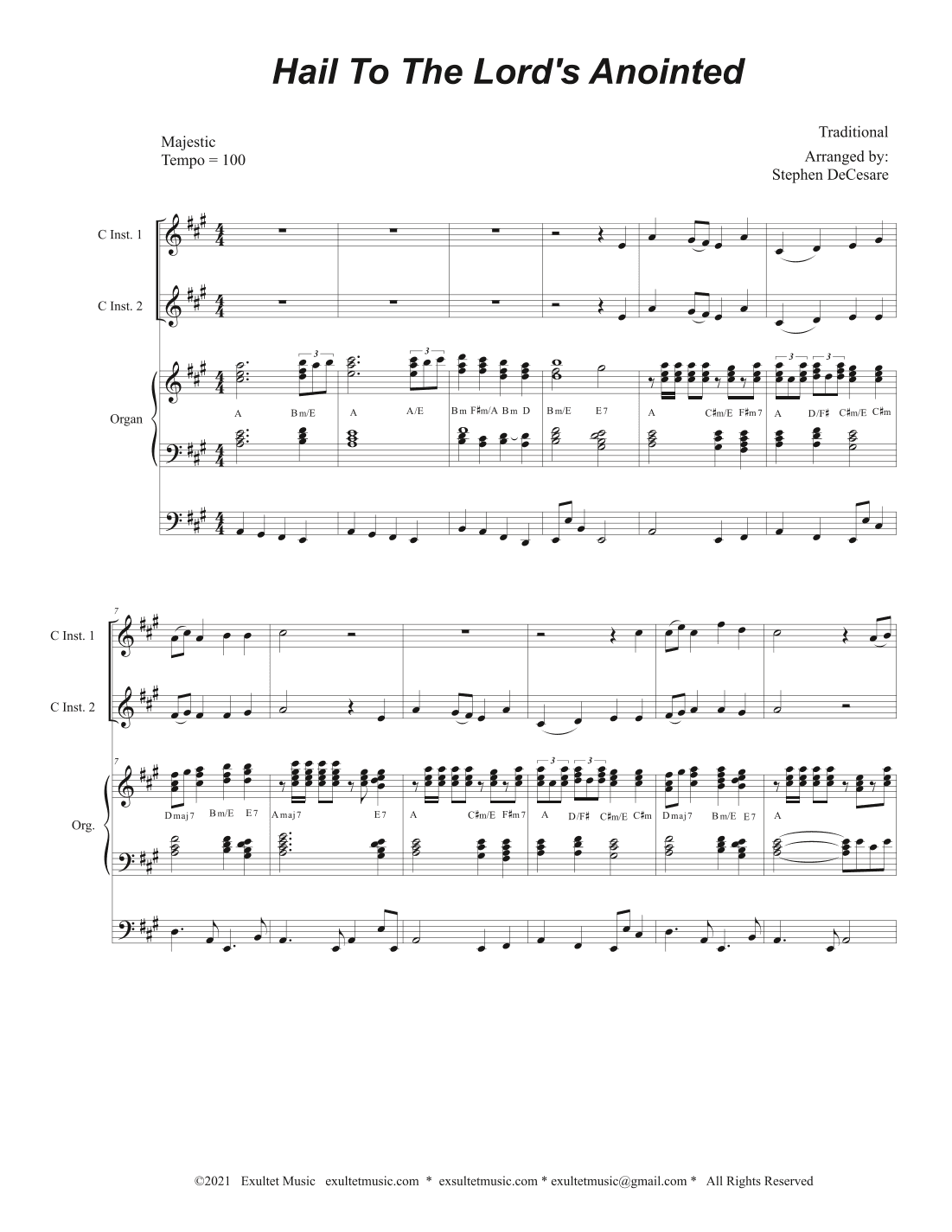Hail To The Lord's Anointed (Duet for C-Instruments) - Organ accompaniment) (arr. Stephen DeCesare)