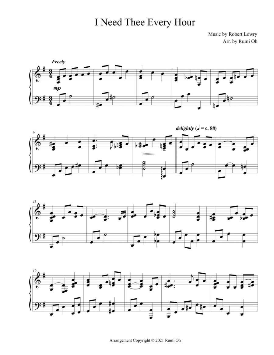 I Need Thee Every Hour (Hymn Arrangement for Advanced Solo Piano in "Father's Love") (arr. Rumi Oh)
