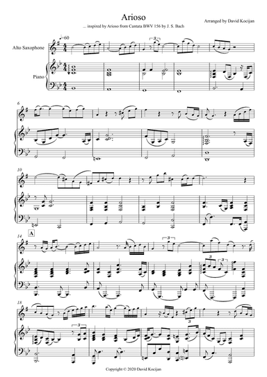 Arioso (alto sax & piano) - INT (arr. David Kocijan)