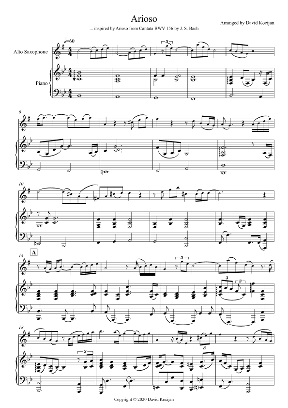 Arioso (alto sax & piano) - INT (arr. David Kocijan)