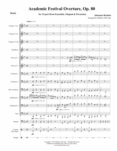 Academic Festival Overture for 12-part Brass Ensemble, Timpani & Percussion (arr. McCrady)