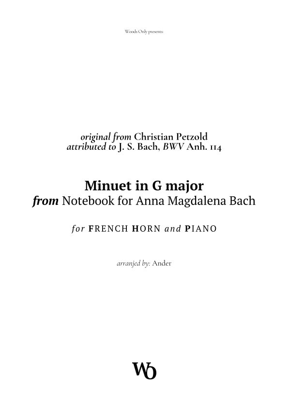 Minuet in G major by Bach for French Horn (arr. Ander)