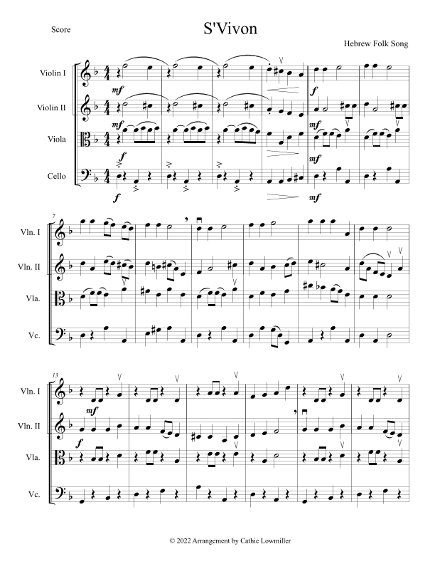 S'Vivon (arr. Cathie Lowmiller)