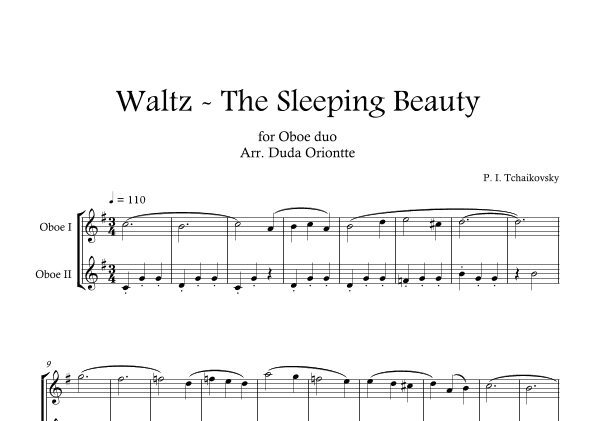 Waltz - The Sleeping Beauty (OBOE DUO ) TCHAIKOVSKY - beginner - Disney (arr. Duda Oriontte)