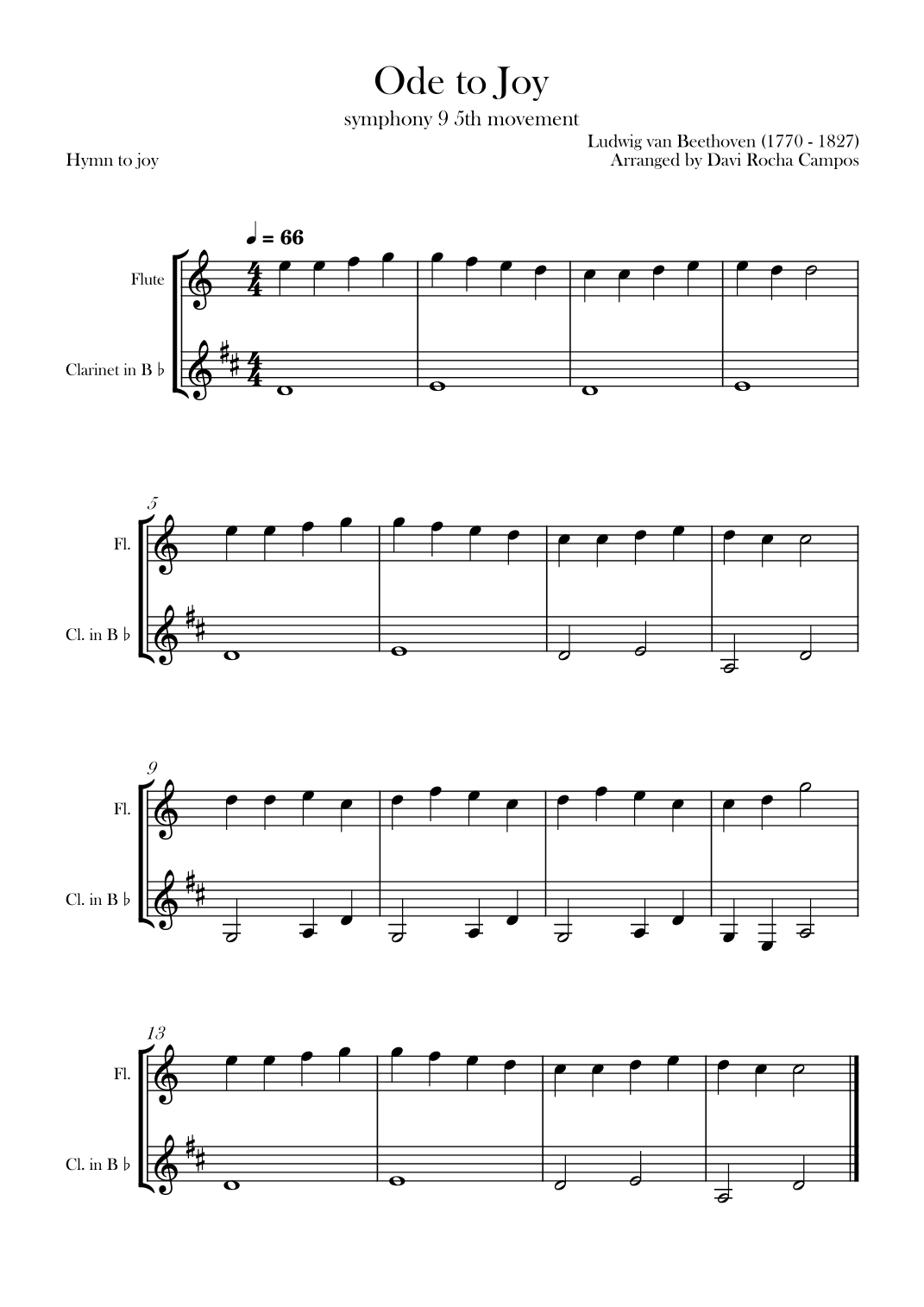 Ode To joy (Symphony 9 5th movement) (arr. Davi Rocha Campos)