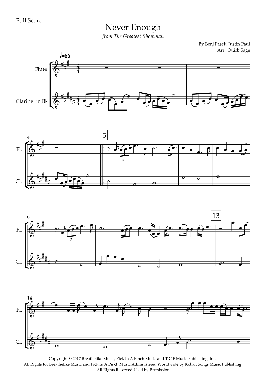 Never Enough (arr. Ottirb Sage)