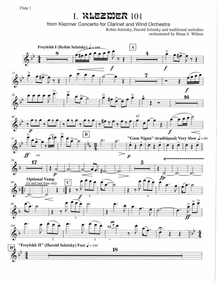 Klezmer 101 Orchestral version from Klezmer Concerto for Clarinet and Wind Orchestra - set of parts