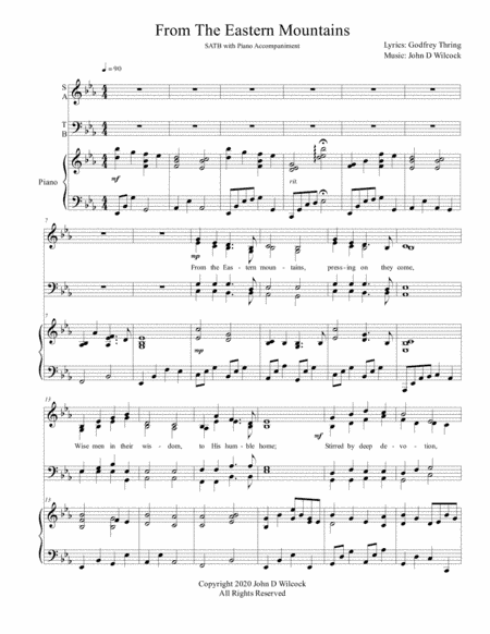 From The Eastern Mountains - Christmas Song for SATB and Piano (arr. John D Wilcock)
