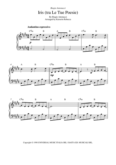 Iris (tra Le Tue Poesie) (arr. Kaiserin Rebecca)