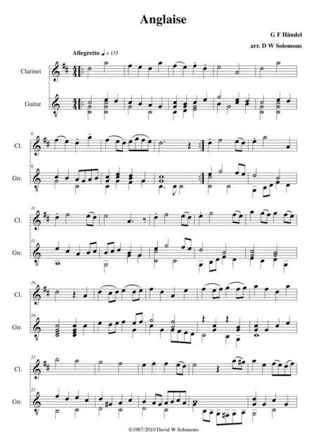 Anglaise for clarinet and guitar (arr. David Warin Solomons)