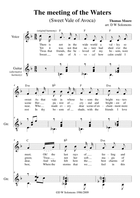 The Meeting of the Waters (Alto Voice & Guitar) (arr. David Warin Solomons)
