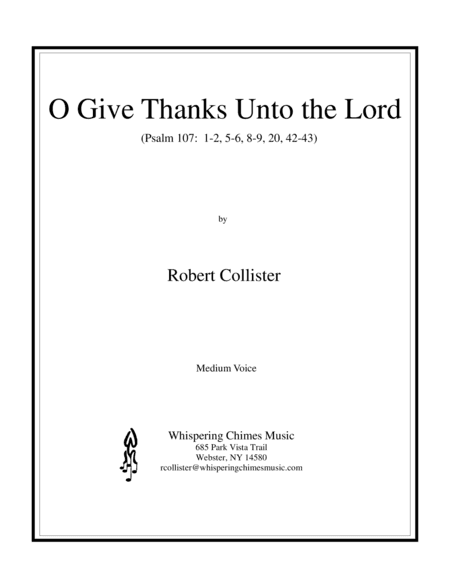 O Give Thanks Unto the Lord (medium voice)