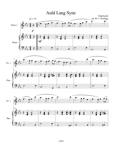 Auld Lang Syne (flute solo) with optional piano accompaniment (arr. B. C. Dockery)
