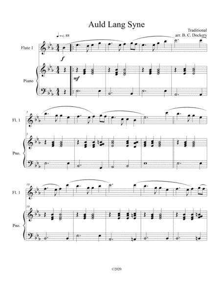 Auld Lang Syne (flute solo) with optional piano accompaniment (arr. B. C. Dockery)