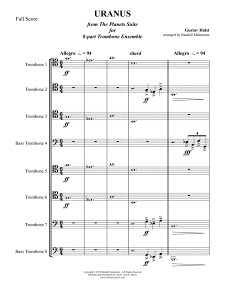 URANUS "The Magician" from the Planets Suite for 8-part Trombone Ensemble (arr. Randall Malmstrom)