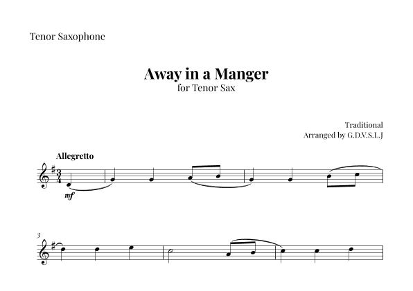 Away in a Manger (arr. G.D.V.S.L.J)