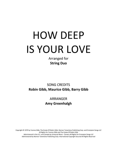 How Deep Is Your Love (arr. Amy Greenhalgh)