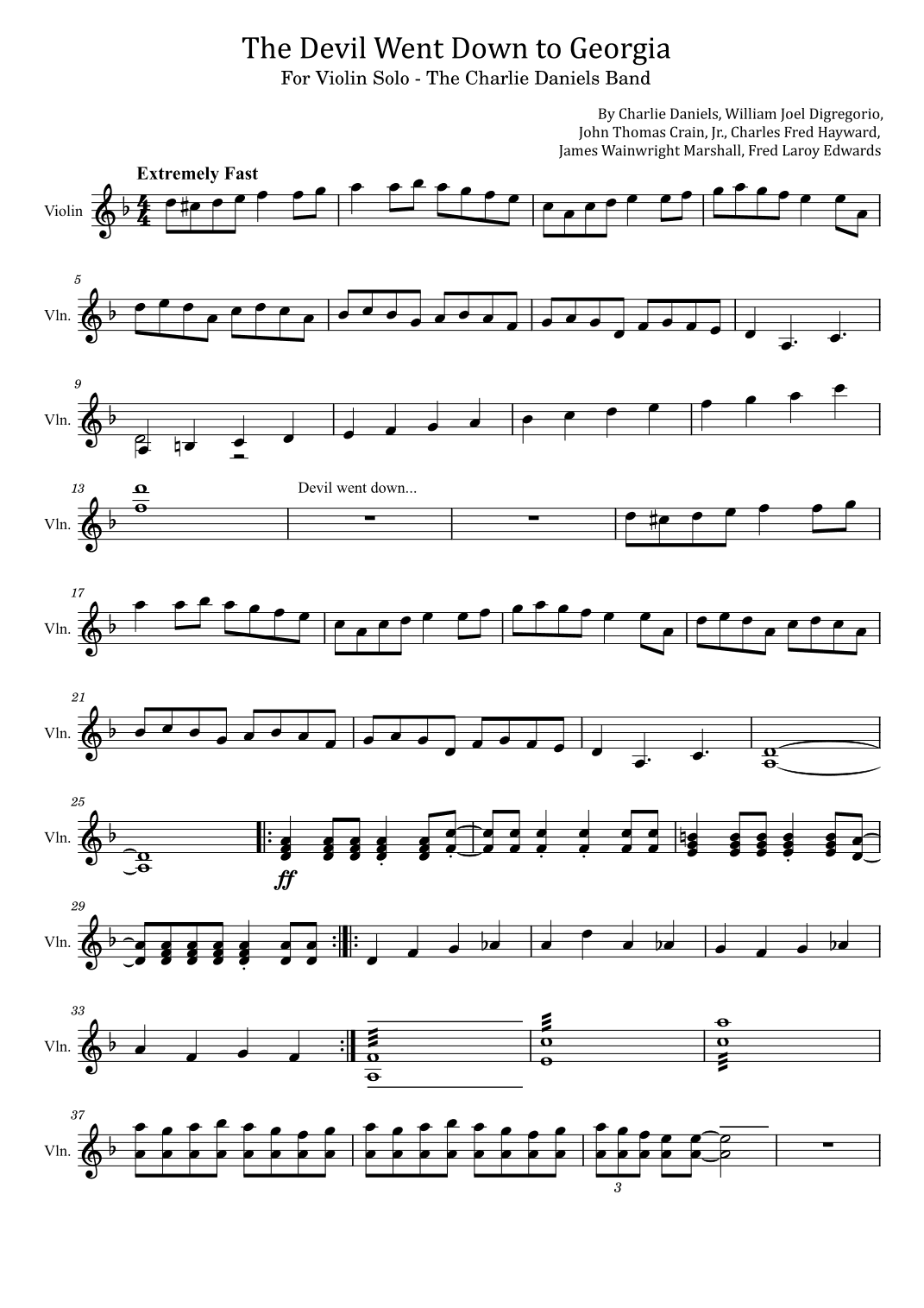 The Devil Went Down To Georgia (arr. poon)