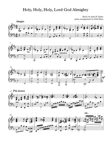 Holy, Holy, Holy. Lord God Almighty - piano arrangement by Erik Kihss (arr. Erik Kihss)