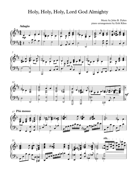 Holy, Holy, Holy. Lord God Almighty - piano arrangement by Erik Kihss (arr. Erik Kihss)