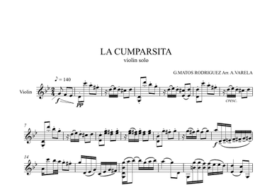 La Cumparsita from violin solo (arr. Adrian Varela)
