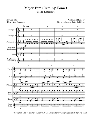 Major Tom (coming Home) (arr. Henry Von Ruprecht)