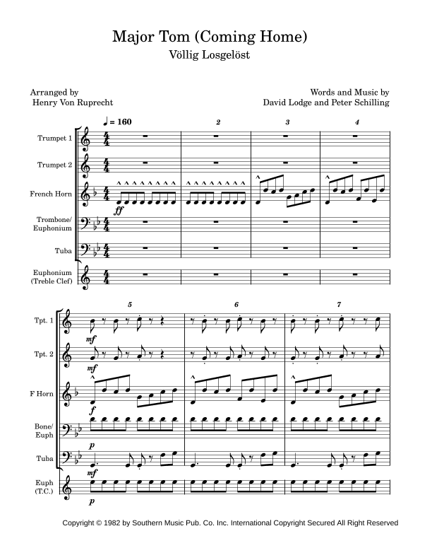 Major Tom (coming Home) (arr. Henry Von Ruprecht)