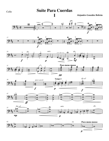 Suite for String Orchestra (Mov I) Cello part