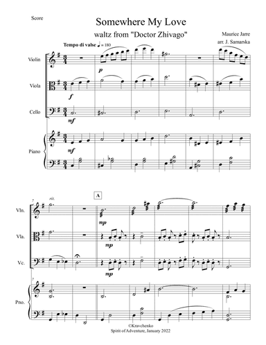 Somewhere, My Love (arr. Julia Samarska)