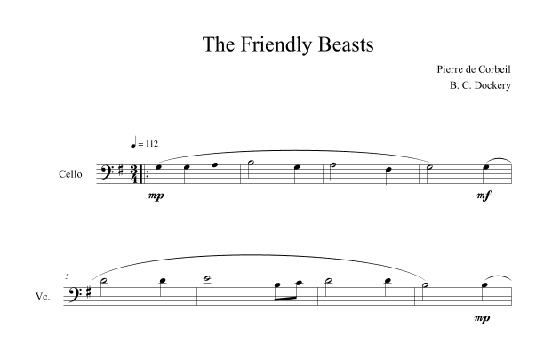 The Friendly Beasts (Cello Solo) (arr. B. C. Dockery)